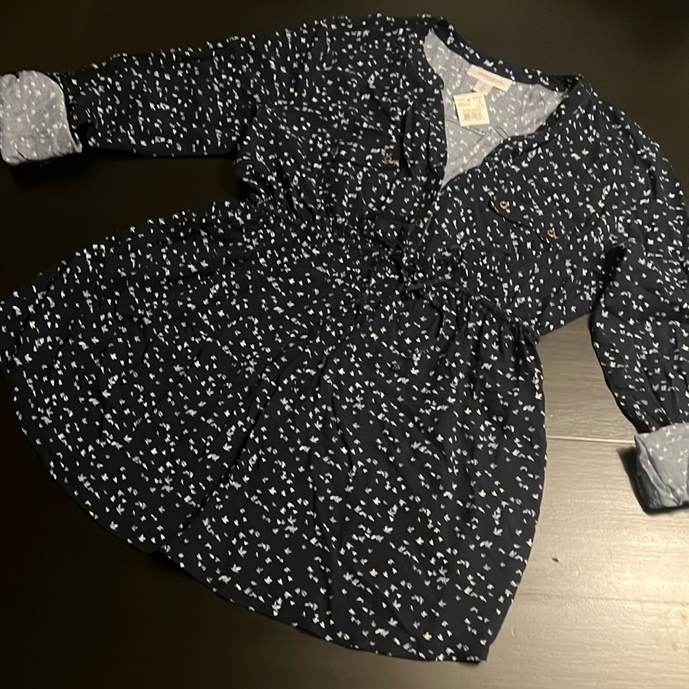 Motherhood Maternity Blue Bird Print Tunic Top NWT Large 96890-44